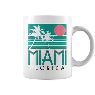 Miami Florida Vintage Retro Palm Trees Beach Summer Surf Coffee Mug - Monsterry UK