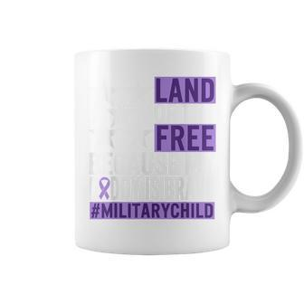 Military Child Month Purple Up Land Of The Free Daddy Brave Coffee Mug - Seseable