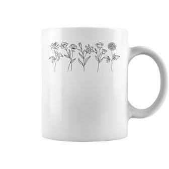 Minimalist Black And White Flowers Coffee Mug - Thegiftio UK