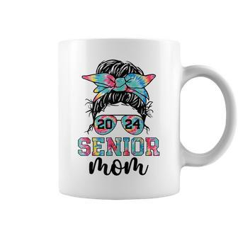 Mom Class Of 24 Senior 2024 Messy Bun Tie Dye Coffee Mug | Mazezy AU
