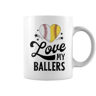 Mom S For Love My Ballers Softball Coffee Mug - Monsterry DE
