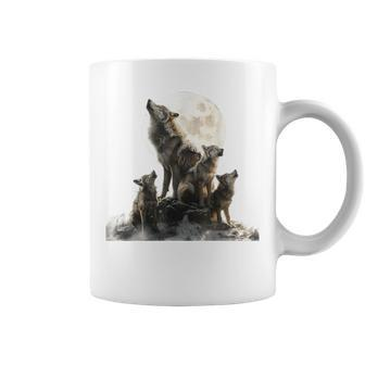 Mommy Wolf Howling At Moon Graphic Wolf Lovers Mother's Day Coffee Mug - Thegiftio UK