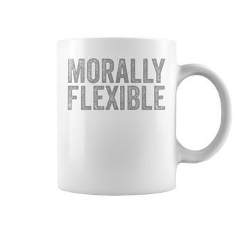 Morally Flexible Grey Gray Distressed Font On Blue Coffee Mug - Monsterry AU