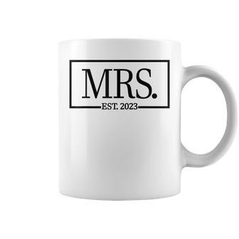 Mrs Est 2023 Married Couple Wife Husband Mr Wedding Mrs Coffee Mug - Seseable