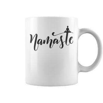 Namaste Yoga And Meditation Slogan With Yogi Teacher Graphic Coffee Mug - Thegiftio UK