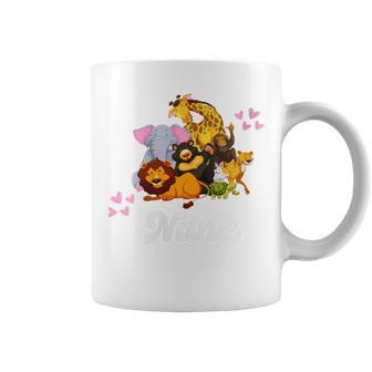 Nana Grandma Cute Zoo Animals Lion Giraffe Elephant Pink Coffee Mug - Monsterry AU