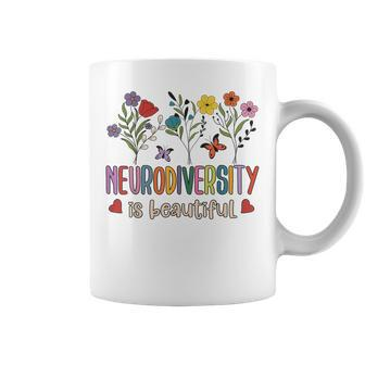 Neurodiversity Is Beautiful Autism Awareness Flowers Vintage Coffee Mug - Monsterry