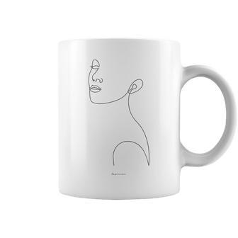 New Face One Line Drawing Portrait Modern White Woman Coffee Mug - Monsterry