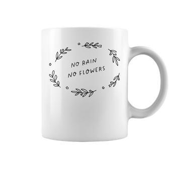 No Rain No Flowers Simple Handdrawn Flower Coffee Mug - Monsterry