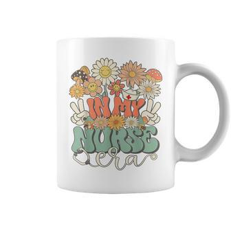 In My Nurse Era Floral Hippie Groovy Retro Daisy Nurse Coffee Mug - Monsterry AU