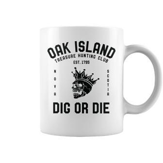 Oak Island Treasure Hunting Club Vintage Skull And Crown Mys Coffee Mug - Monsterry UK
