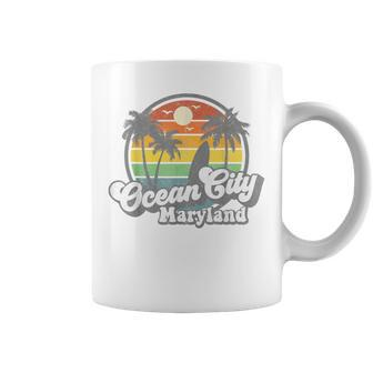 Ocean City Maryland Beach Vacation Retro Surfing Summer Coffee Mug - Monsterry