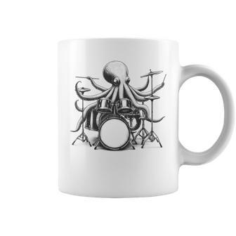 Octopus Playing Drums Drumkit Player Drummer Coffee Mug - Monsterry