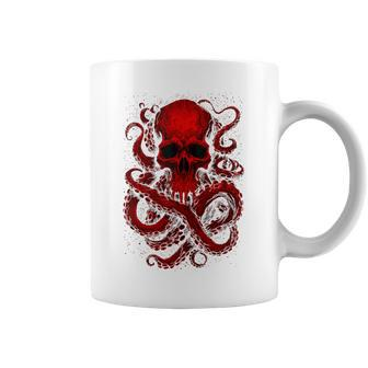 Octopus Skull Monster Red Krakens Cthulhus Cool For Boys Coffee Mug - Seseable