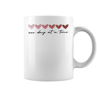 One Day At A Time Hearts Recovery Quotes Saying Coffee Mug | Mazezy