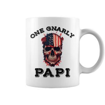 One Gnarly Papi Usa Vintage Fathers Day Grunge Skull Coffee Mug - Thegiftio UK