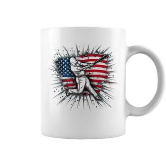 Patriotic Baseball 4Th Of July Us American Flag Boys Vintage Coffee Mug - Monsterry
