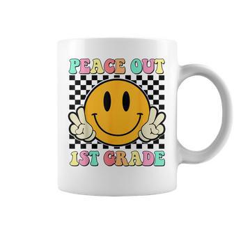 Peace Out 1St Grade Teacher Retro Smile Last Day Of School Coffee Mug - Seseable