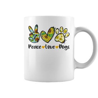 Peace Love Dogs Sunflower Dog Paw Dog Mom Cute Mother's Day Coffee Mug - Monsterry DE