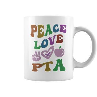 Peace Love Pta Retro Parent Teacher Association Groovy Coffee Mug - Monsterry AU