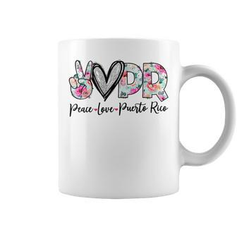 Peace Love Puerto Rico Vinatge Floral Puerto Rico Lovers Coffee Mug - Thegiftio UK