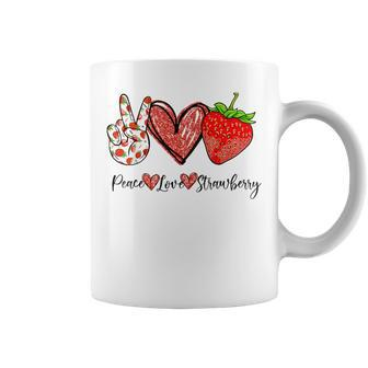 Peace Love Strawberry It's A Berry Good Time Fruits Heart Coffee Mug - Monsterry DE