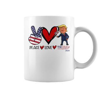 Peace Love Trump 2024 Us Flag President Trump Return Support Coffee Mug - Monsterry DE