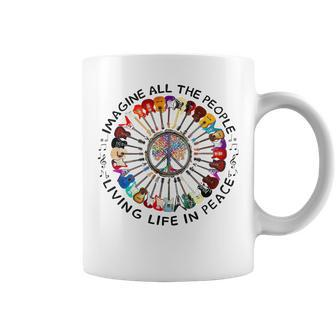 All The People Imagine Living Life In Peace Coffee Mug - Monsterry