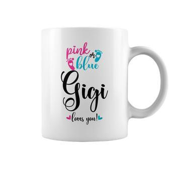 Pink Or Blue Gigi Loves You Gender Reveal Baby Announcement Coffee Mug - Seseable