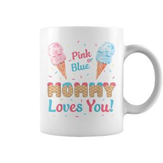 Pink Or Blue Mommy Loves You Ice Cream Gender Reveal Party Coffee Mug - Seseable