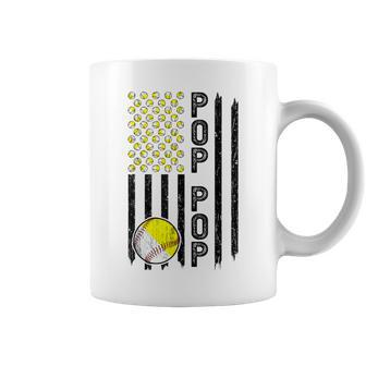 Pop Pop American Flag Softball Baseball Pop Pop Grandpa Coffee Mug - Monsterry UK