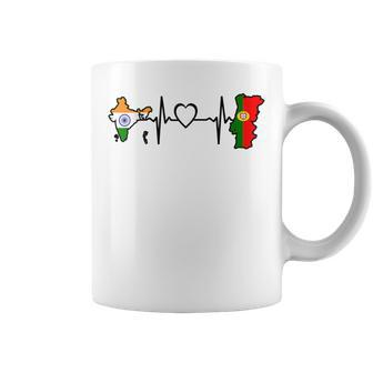 Portugal India Flag Portuguese Indian Heartbeat Coffee Mug - Monsterry DE