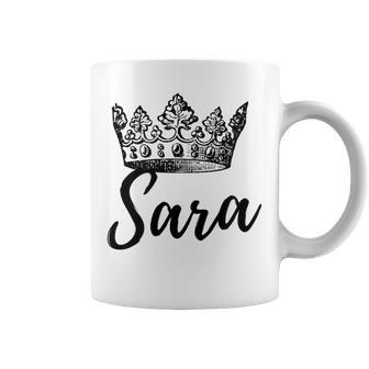 Prenom Sara Text Apparel Couronne Noir Tasse - Cadeauxyz