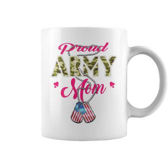 Proud Army Mom Us Flag Camo Dog Tags Military Mother Coffee Mug - Monsterry UK