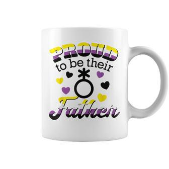 Proud Dad Non Binary Child Lgbtq Flag No Gender Parent Ally Coffee Mug - Monsterry