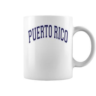 Puerto Rico Varsity Style Navy Blue Text Coffee Mug - Monsterry