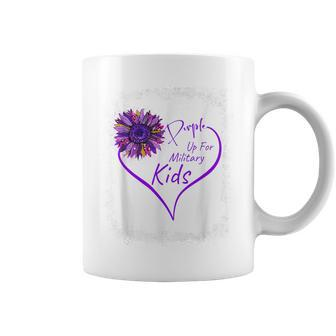 Purple Up Military Child Heart Leopard Sunflower Bleached Coffee Mug - Monsterry CA