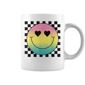 Rainbow Smile Face Cute Checkered Smiling Happy Face Coffee Mug - Seseable