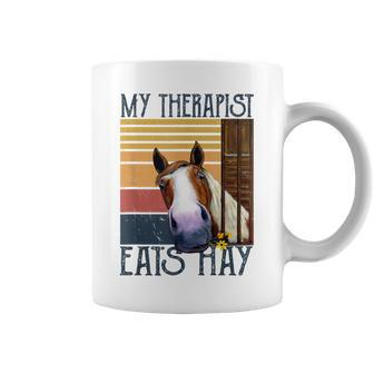 My Therapist Eats Hay Horse Lover Horse Riders Coffee Mug | Crazezy UK