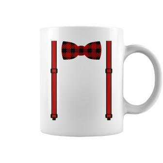 Red Buffalo Plaid Bow Tie And Suspenders Coffee Mug - Monsterry CA