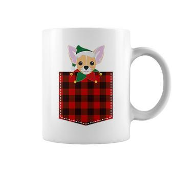Red Plaid Chihuahua In Pocket Buffalo Family Elf Pajama Coffee Mug - Monsterry AU