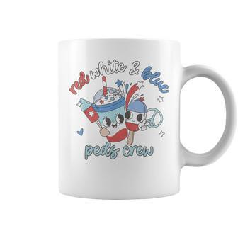 Red White Blue Peds Crew 4Th Of July Pediatric Nurse Coffee Coffee Mug - Monsterry CA
