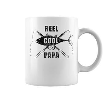 Reel Cool Papa Fishing Vintage Black Coffee Mug - Monsterry