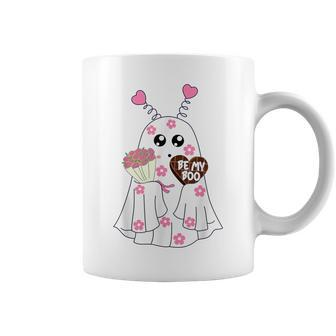 Retro Be My Boo Cute Ghost With Balloon Valentines Day Coffee Mug - Monsterry DE