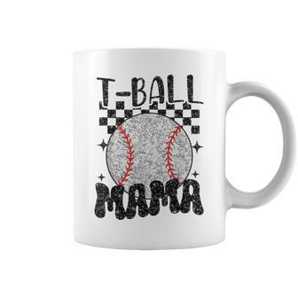 Retro Checkered Ball Mama T-Ball Mom Sports Mother's Day Coffee Mug - Monsterry