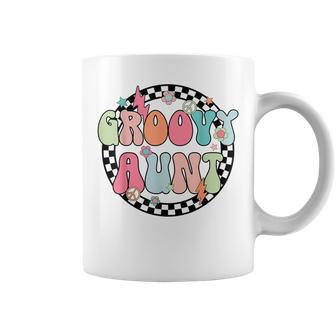 Retro Groovy Aunt Family Matching Birthday Party Checkered Coffee Mug - Monsterry DE
