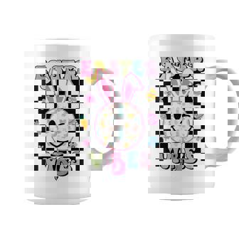 Retro Groovy Easter Vibes Bunny Rabbit Smile Face Coffee Mug | Mazezy