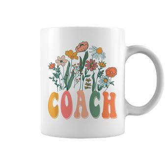 Retro Groovy Floral Coach Wildflower For Women Coffee Mug - Monsterry