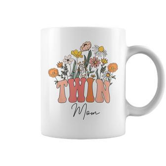 Retro Groovy Floral Twin Mom Mother's Day Wildflower Women Coffee Mug | Mazezy UK