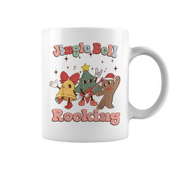 Retro Groovy Jingle Rock Bell Merry Christmas Hippie Outfit Coffee Mug | Mazezy